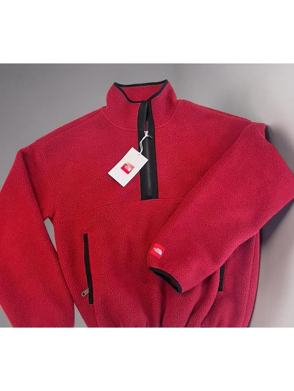 $175 The North Face Rare Pullover Fleece Jacket 1/2 Zip Cardinal Red Size Small